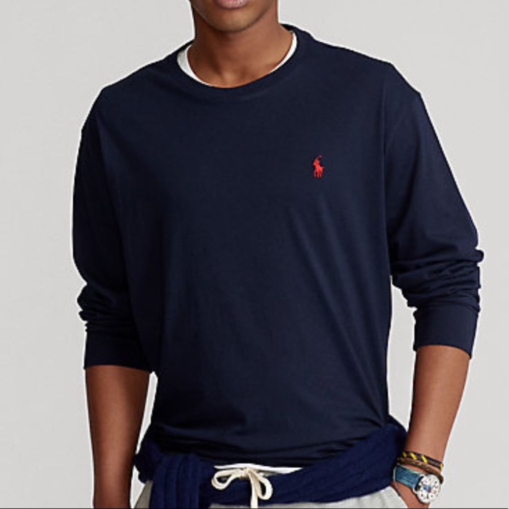 Polo Long-Sleeve Shirt Navy Men’s Large